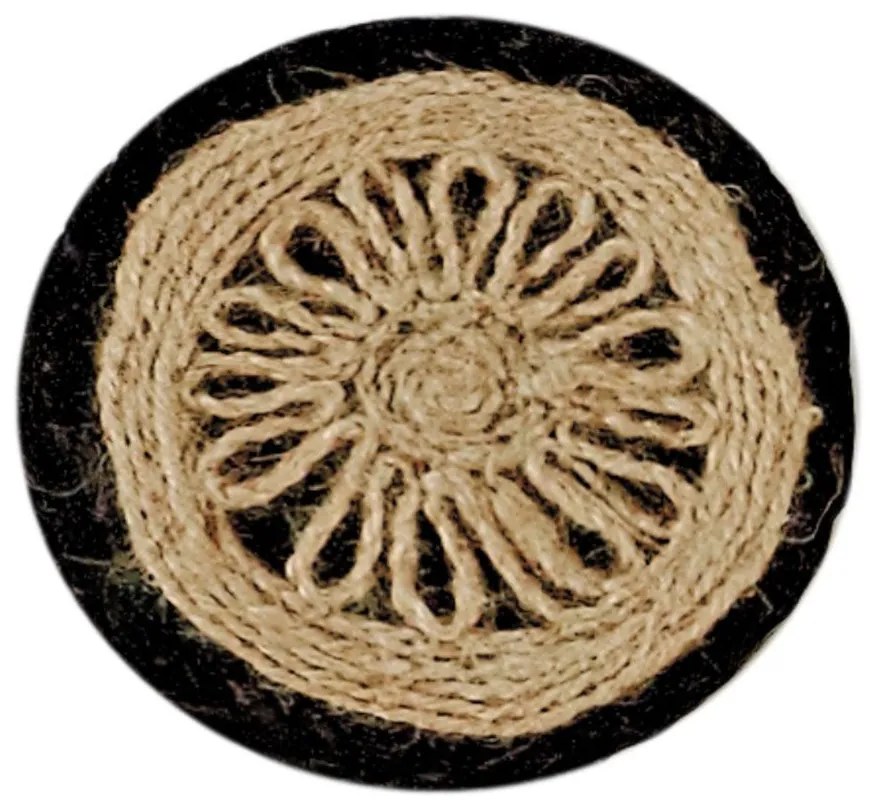 Σουβέρ Coaster 234 (Σετ 4τμχ) Beige-Black Kentia Jute