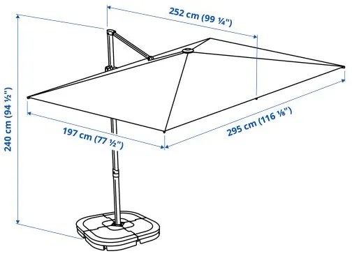 SVALÖN κρεμαστή ομπρέλα, 300x200 cm 405.250.77