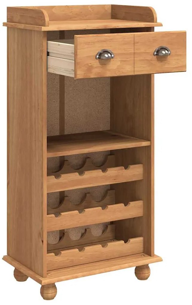 vidaXL Ντουλάπι κρασιού Καφέ 57 x 37 x 114 εκ. Μασίφ ξύλο πεύκου