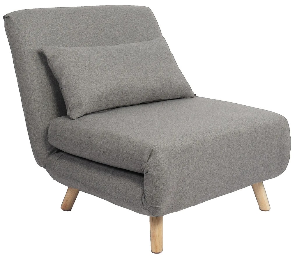 Πολυθρόνα Κρεβάτι ArteLibre VERA Γκρι Ανοιχτό Ύφασμα/Ξύλο 79x80x89cm