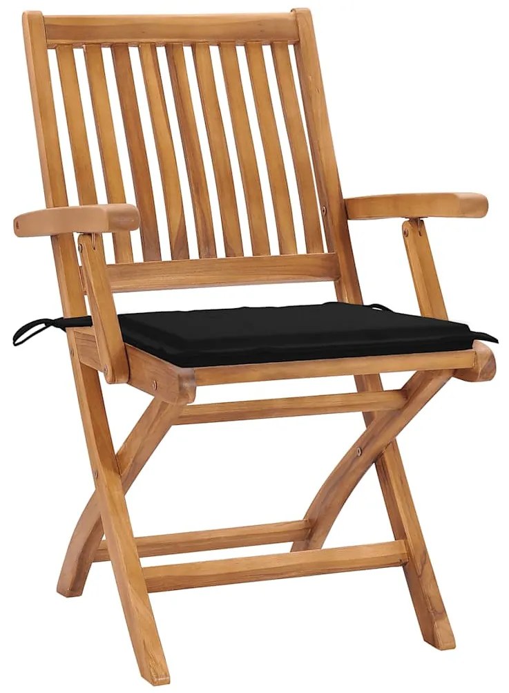 vidaXL Καρέκλες Κήπου Πτυσσόμενες 8 τεμ. Μασίφ Ξύλο Teak με Μαξιλάρια