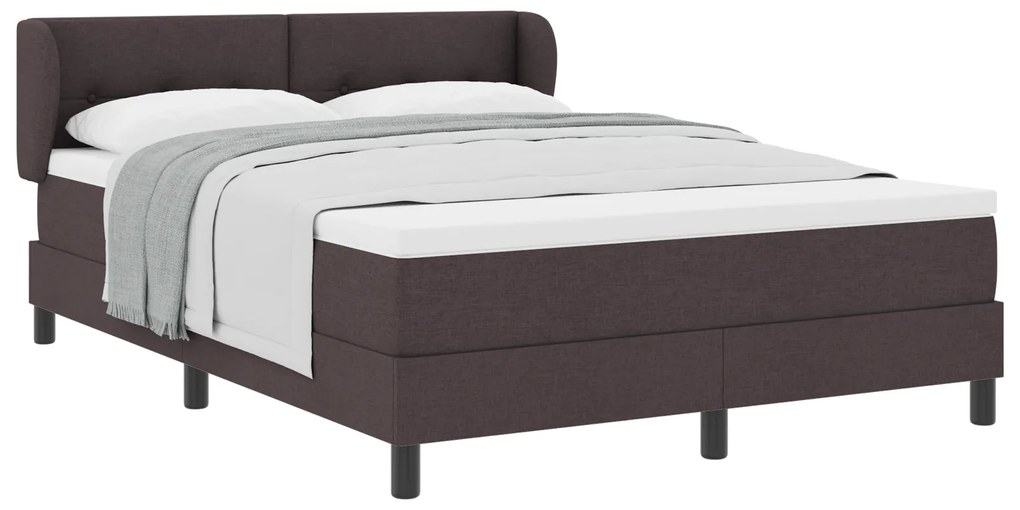 vidaXL Κρεβάτι Box Spring με Στρώμα Σκούρο Καφέ 140x190 εκ Υφάσματα