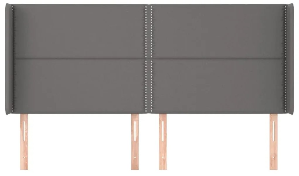 Κεφαλάρι με Πτερύγια Γκρι 183x16x118/128 εκ. Συνθετικό Δέρμα - Γκρι