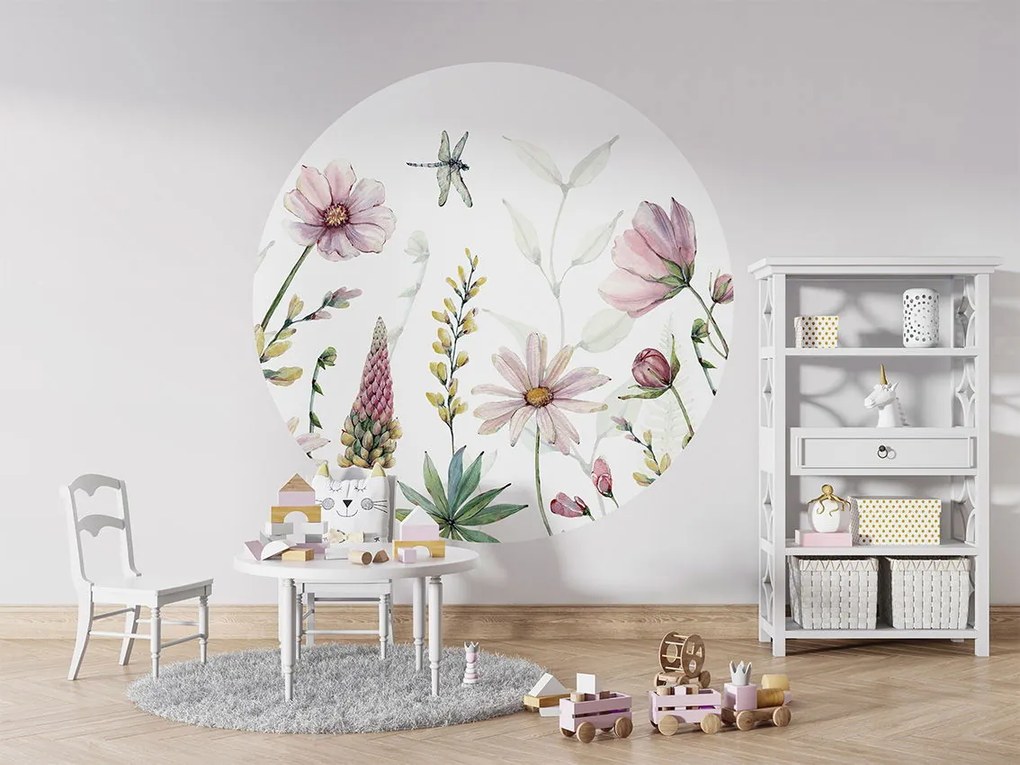 Fabulous Flowers Ταπετσαρια Τοιχου Ροζ Στρογγυλη 80cm
