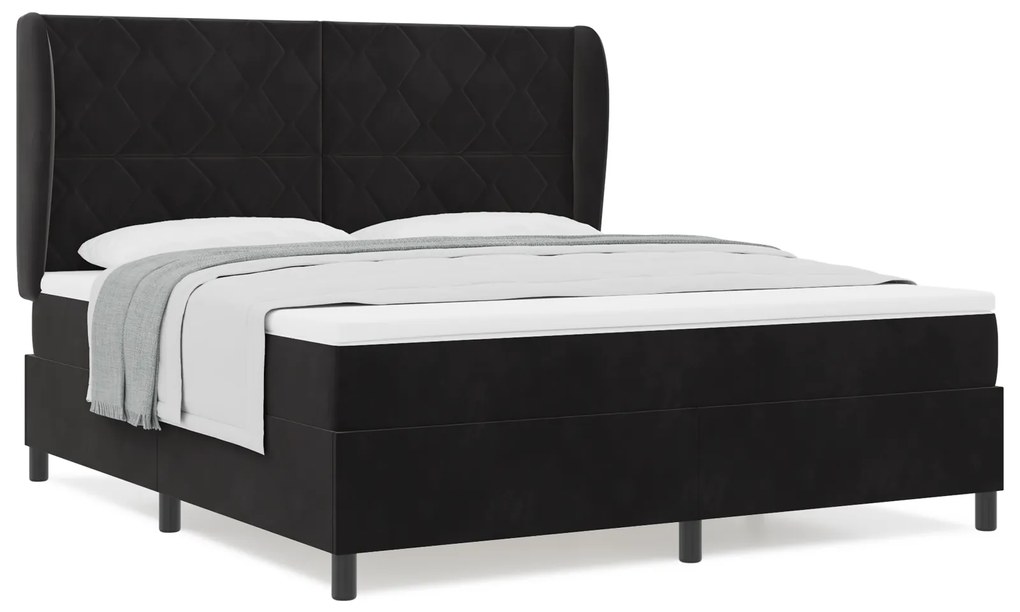 vidaXL Κρεβάτι με Στρώμα Μαύρο 180x200 εκ. Βελούδο