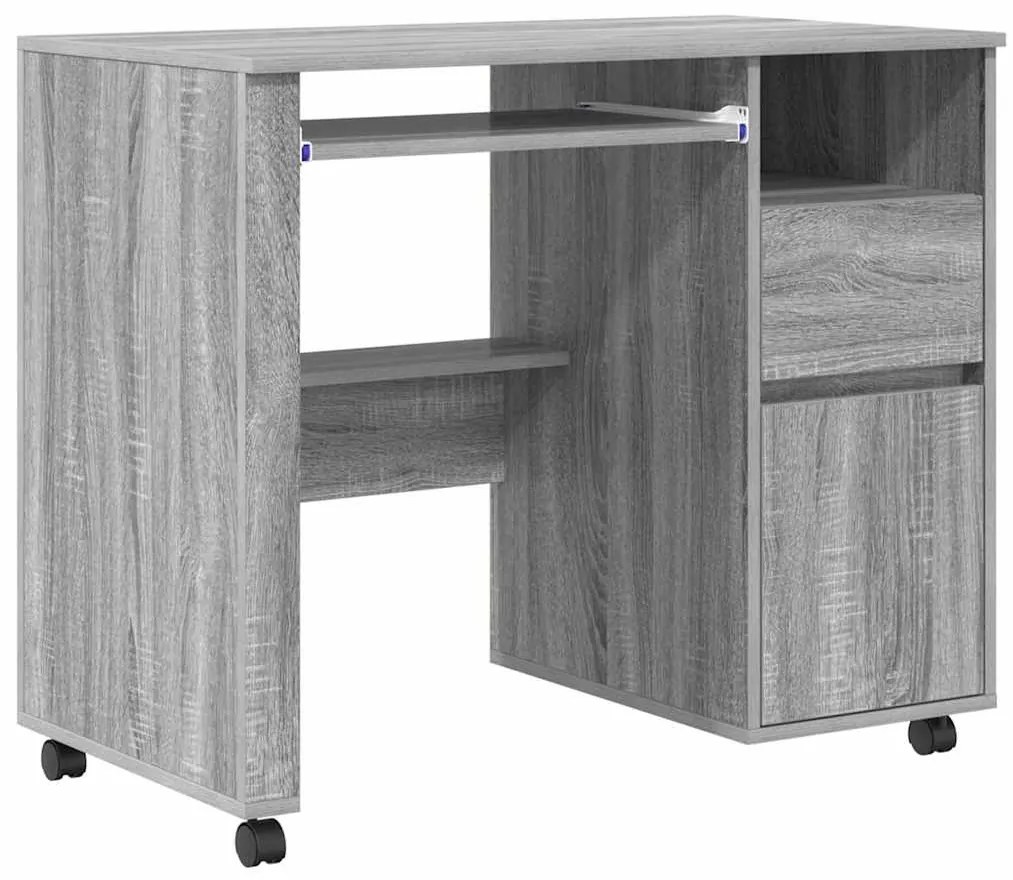 vidaXL Γραφείο με Ρόδες Γκρι 91 x 50 x 77 εκ. Επεξεργασμένο ξύλο