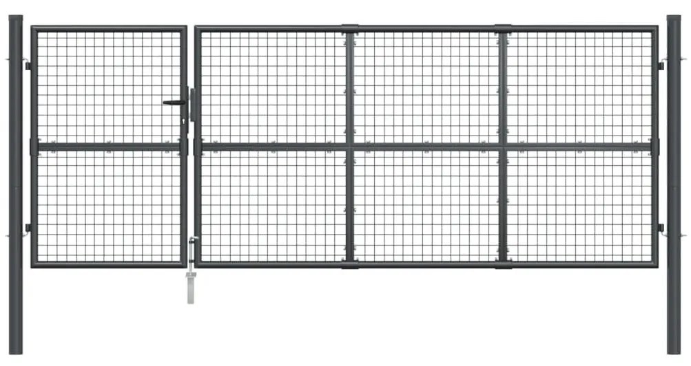 Πόρτα Περίφραξης με Πλέγμα Ανθρακί 350 x 175 εκ. Γαλβαν. Ατσάλι - Ανθρακί