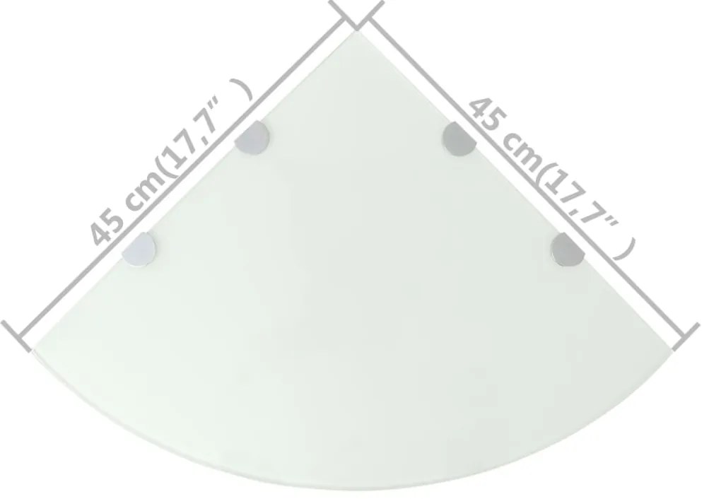 vidaXL Ράφια Γωνία 2 τεμ Λευκά 45x45 εκ Γυάλινα + Στηρίγματα Χρωμίου