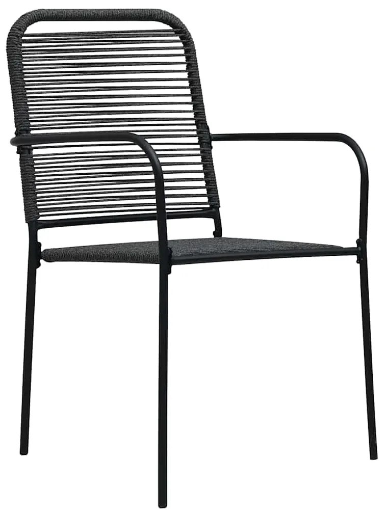 vidaXL Σετ Τραπεζαρίας Κήπου 5 τεμ. Μαύρο Ατσάλι Βαμβακερό Σχοινί