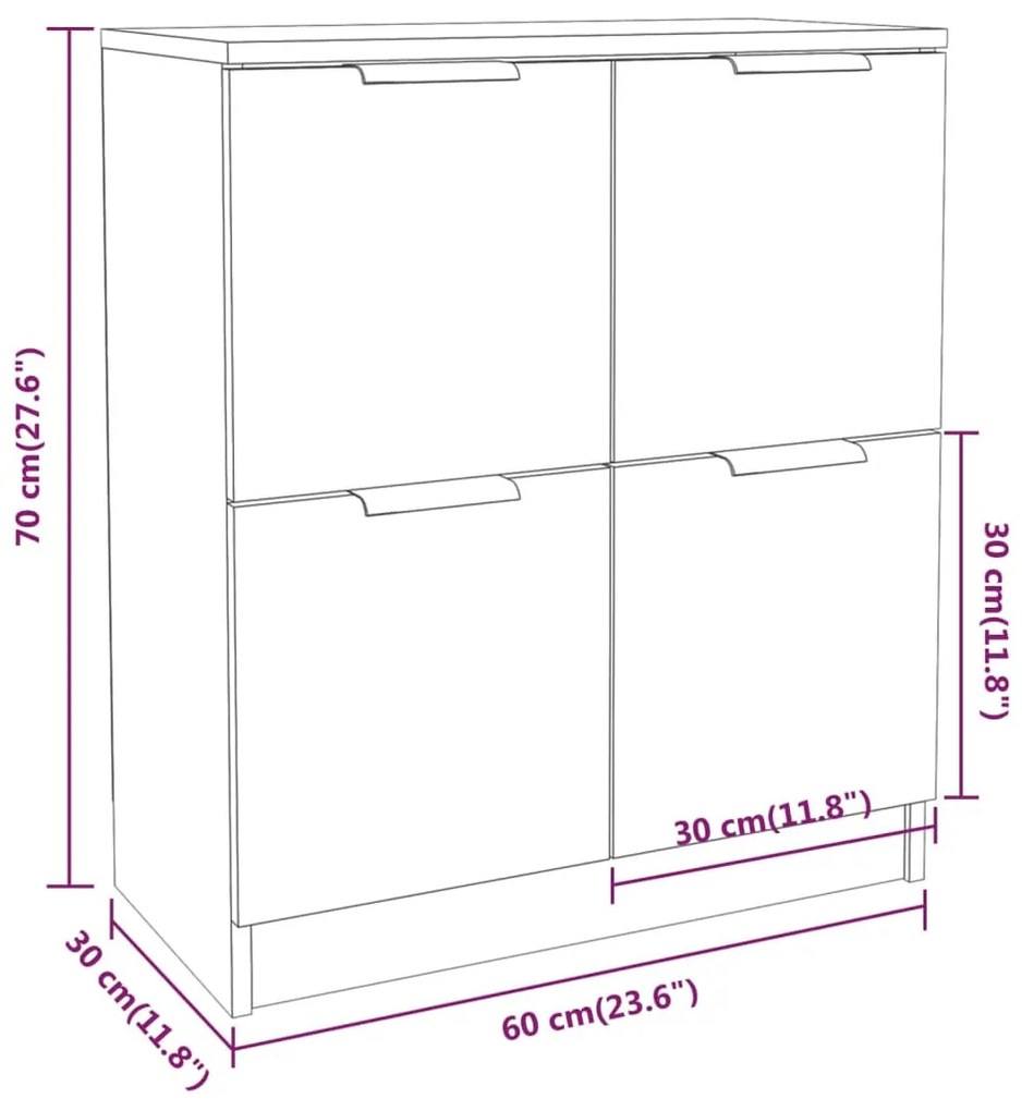 vidaXL Συρταριέρες 2 τεμ. Καφέ Δρυς 60x30x70 εκ. Επεξεργασμένο Ξύλο