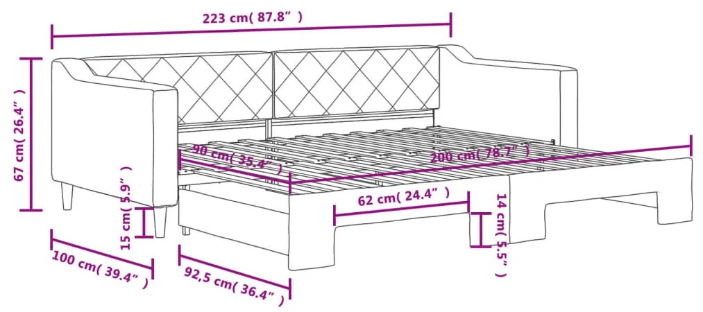 Καναπές Κρεβάτι Συρόμενος Ανοιχτό Γκρι 90 x 200 εκ. Υφασμάτινος - Γκρι