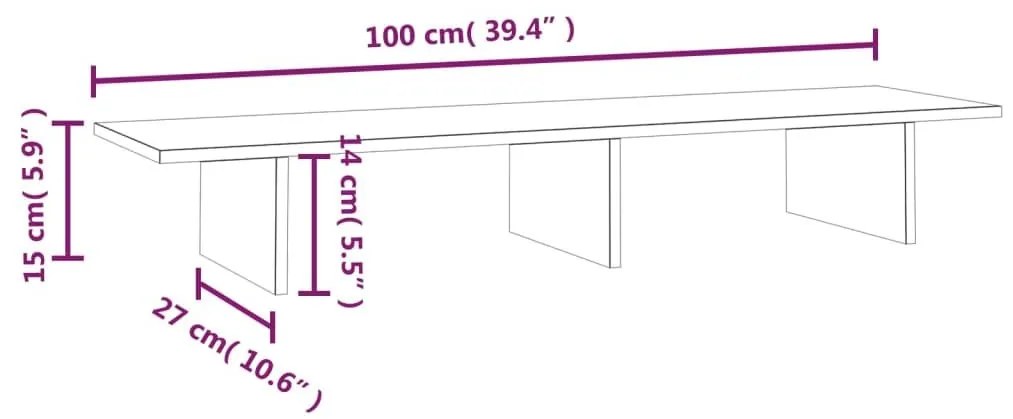 Βάση Οθόνης Λευκή 100x27x15 εκ. από Μασίφ Ξύλο Πεύκου - Λευκό