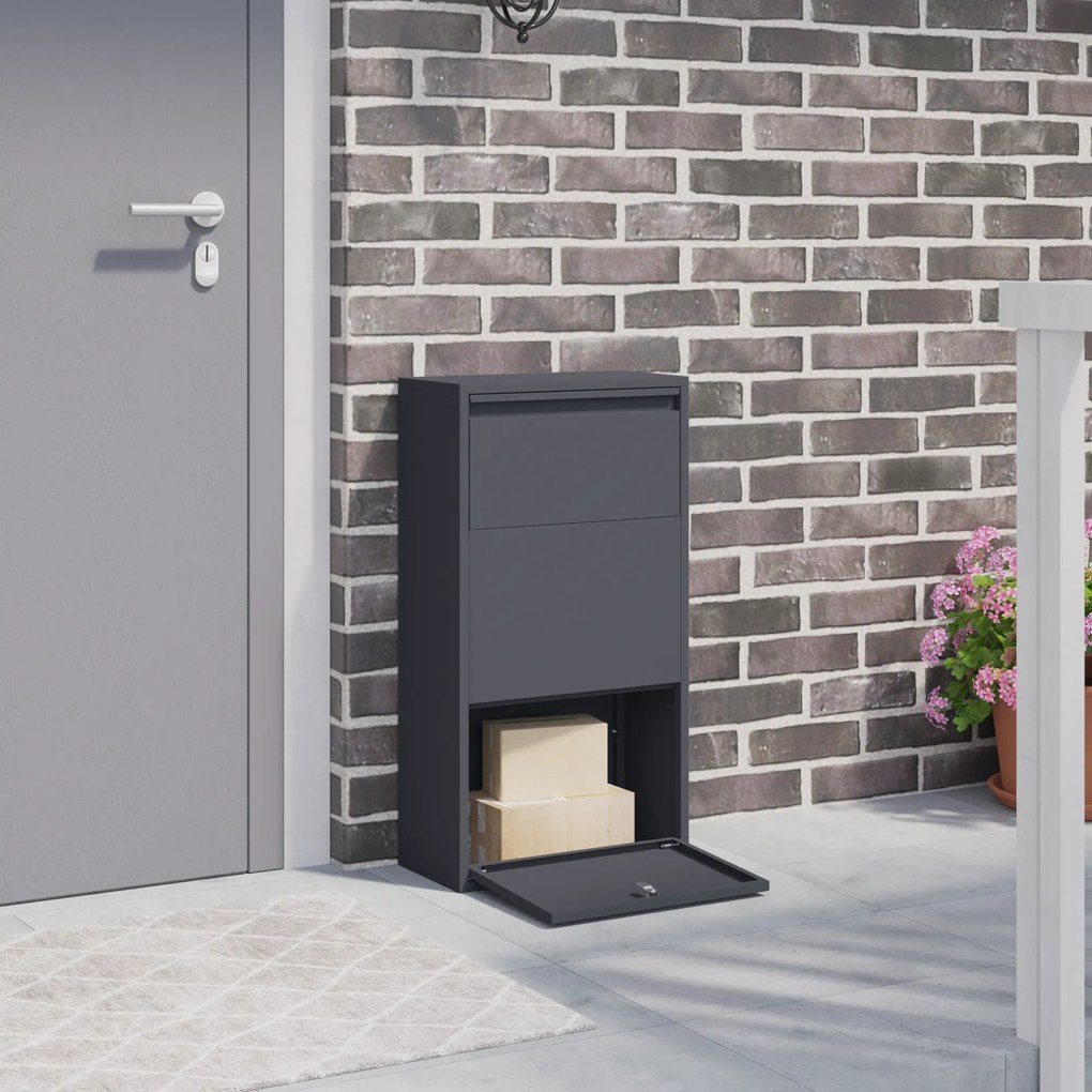 vidaXL Γραμματοκιβώτιο για Πακέτα Ανθρακί 44x22x82 εκ Χάλυβα