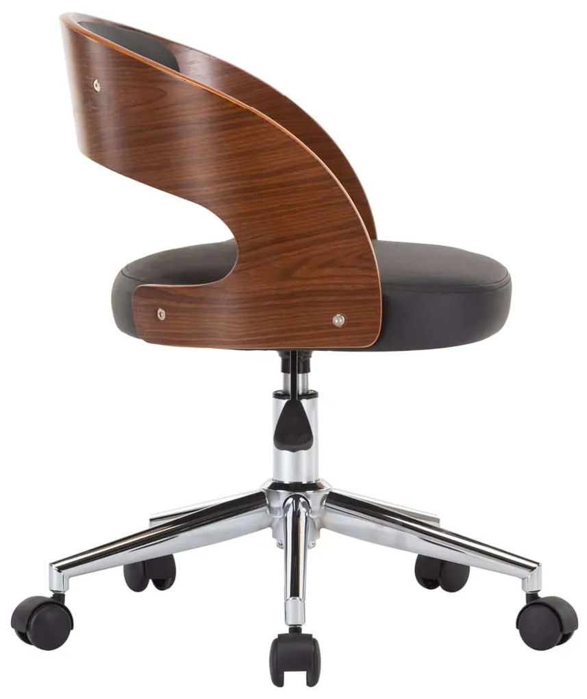 vidaXL Καρέκλες Τραπ. Περιστρ. 4 τεμ. Μαύρες Λυγ. Ξύλο/Συνθ. Δέρμα