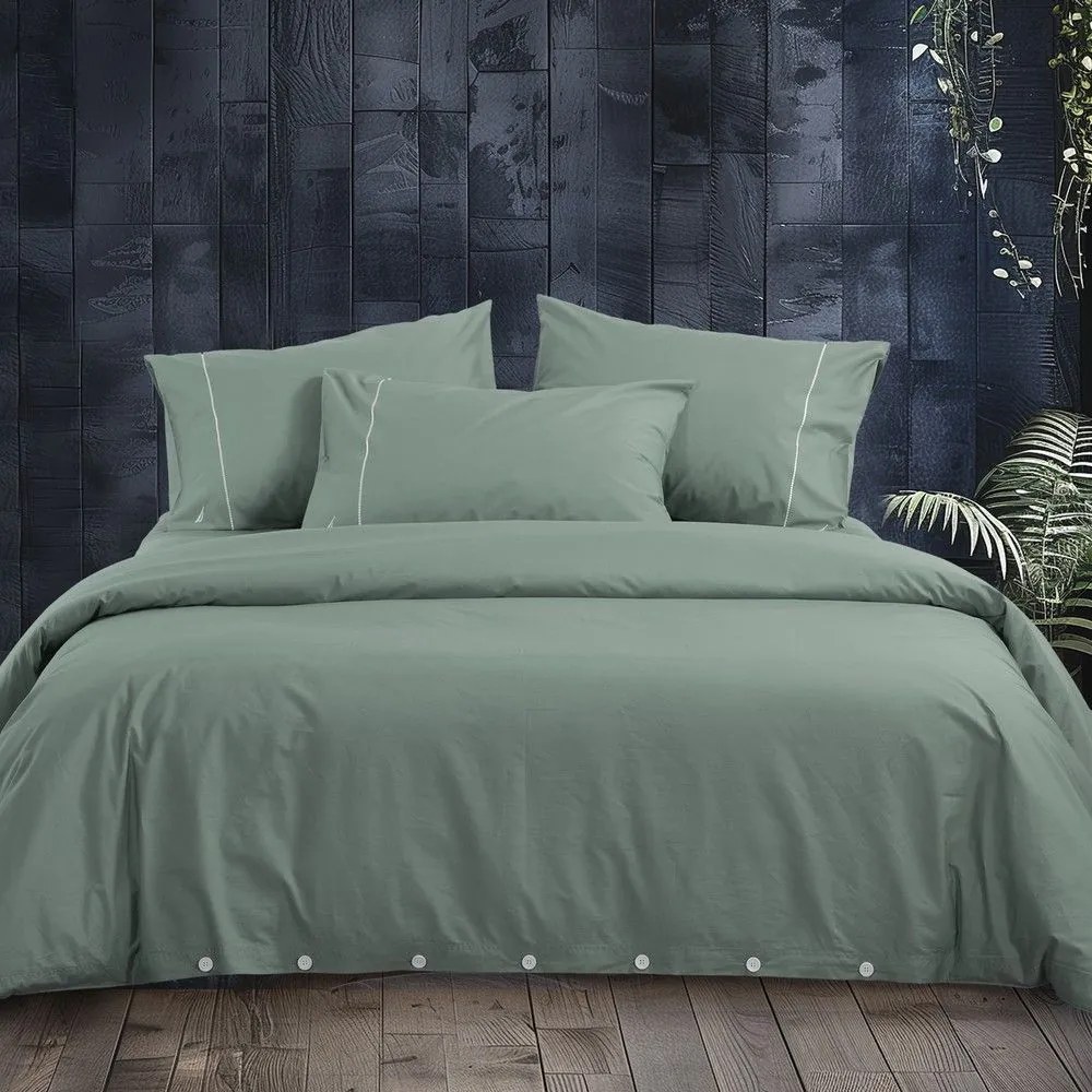 Παπλωματοθήκη Nau Wave Solid (Σετ 3τμχ) Green Nautica Υπέρδιπλo 240x220cm 100% Cotton