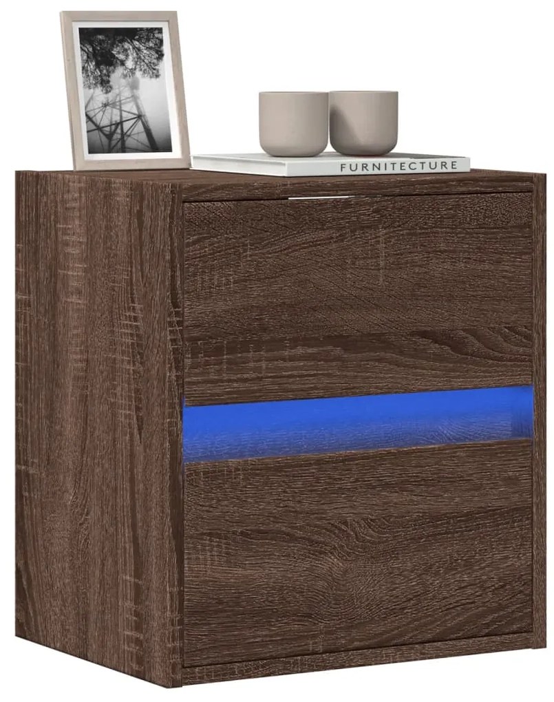 Έπιπλο Τοίχου Τηλεόρασης με LED Καφέ Δρυς 41x31x45 εκ.