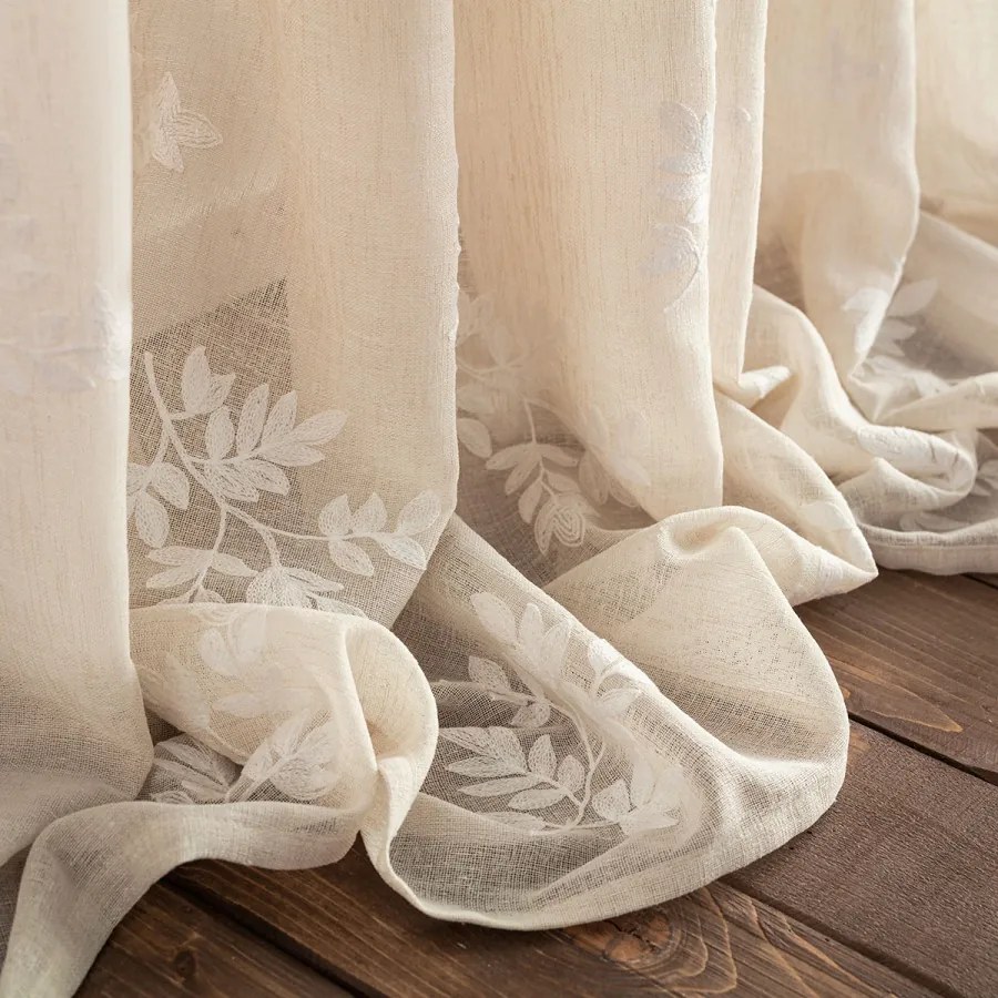 Κουρτίνα με σιρίτι 140x280cm GOFIS HOME  Leaf Beige AW24 532/06