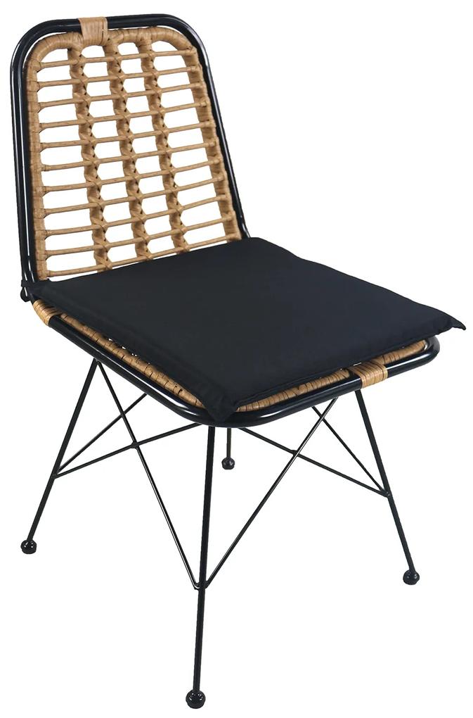 Καρέκλα Κήπου ATILIUS Φυσικό/Μαύρο Μέταλλο/Rattan 46x59x83cm