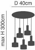SE21-BL-4-5BL-MS2 ADEPT TUBE Black Pendant Black Metal Shade+