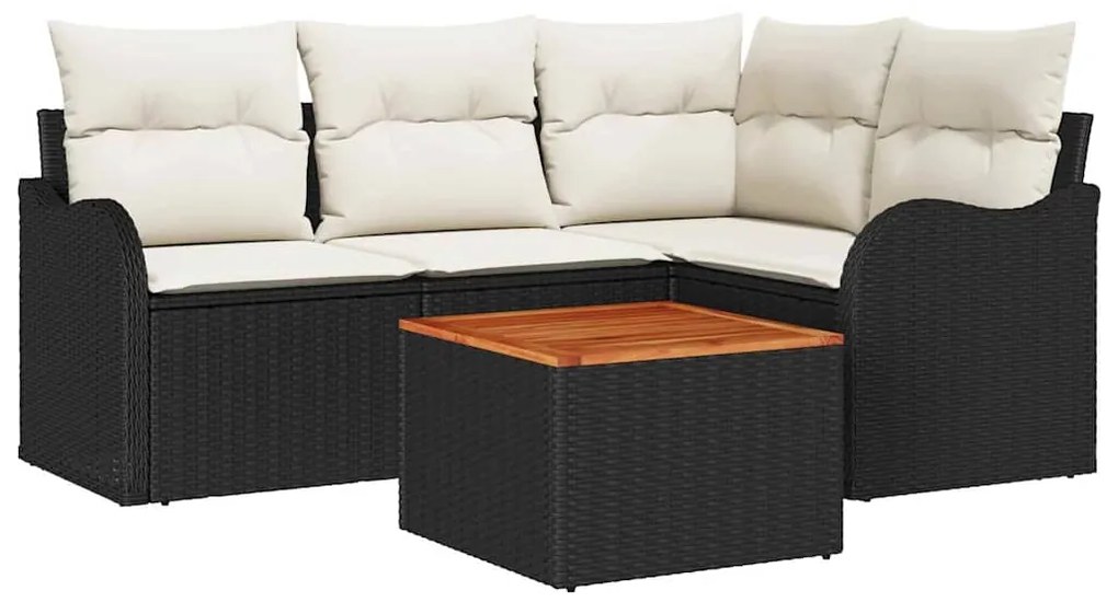 vidaXL Σετ Καναπέ Κήπου με μαξιλάρι 5 pcs Μαύρο συνθετικό ρατάν