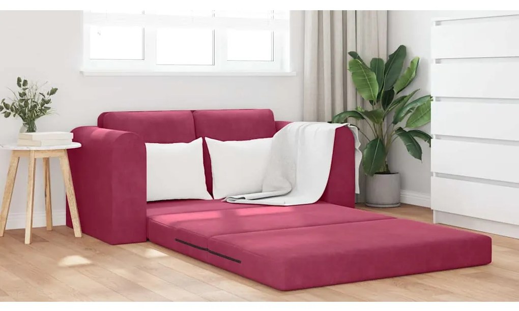 vidaXL Κρεβάτι καναπές Κόκκινο 148 x 71 x 83 εκ. Βελούδο