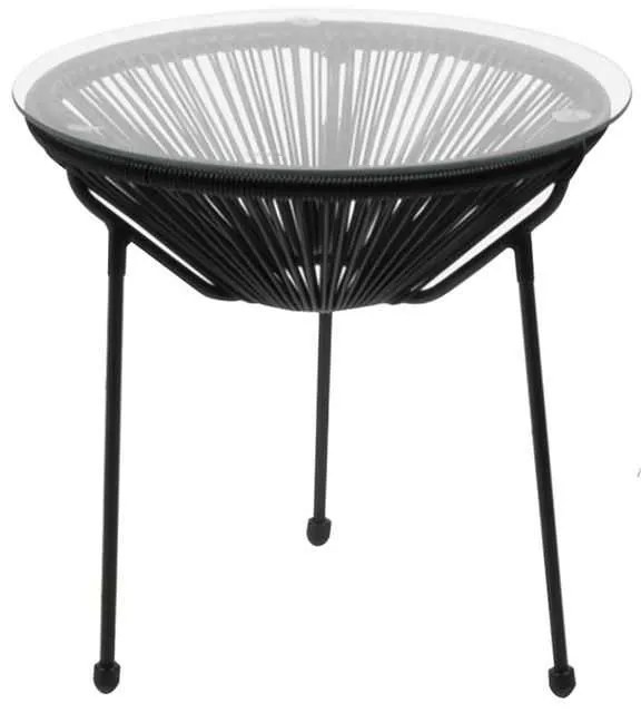 Τραπέζι Φ.50cm Μετ.Μαύρo, ACAPULCO Plastic Rattan Μαύρο