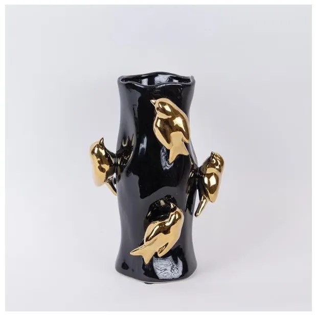 Βάζο Κεραμικό Μαύρο &amp; Χρυσό 20x20x31cm 752-20407 Estheti-752-20407-Μαύρο-Χρυσό 752-20407