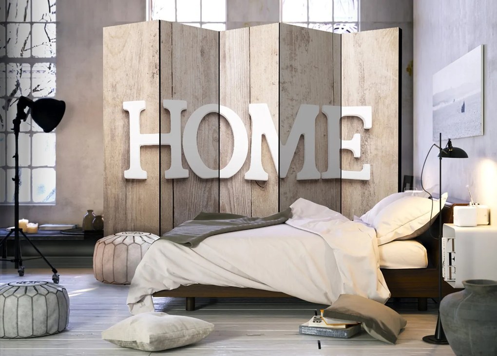 Διαχωριστικό με 5 τμήματα - Room divider – Home on wooden boards 225x172