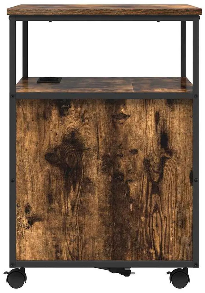 vidaXL Ντουλάπα με Σταθμό Φόρτισης Καπνιστό Δρύς 61 x 46 x 67 εκ.