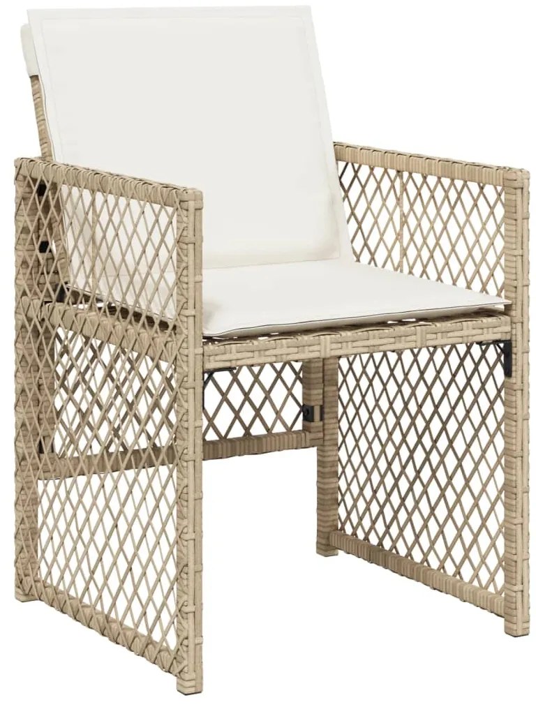 vidaXL Σετ Τραπεζαρίας Κήπου 11 τεμ. Μπεζ Συνθετικό Ρατάν με Μαξιλάρια