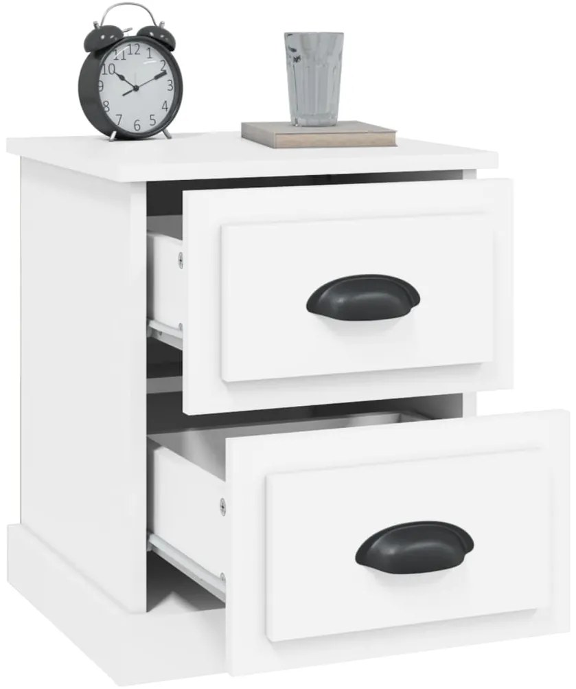 vidaXL Κομοδίνα 2 τεμ. Λευκά 39 x 39 x 47,5 εκ. από Επεξεργασμένο Ξύλο