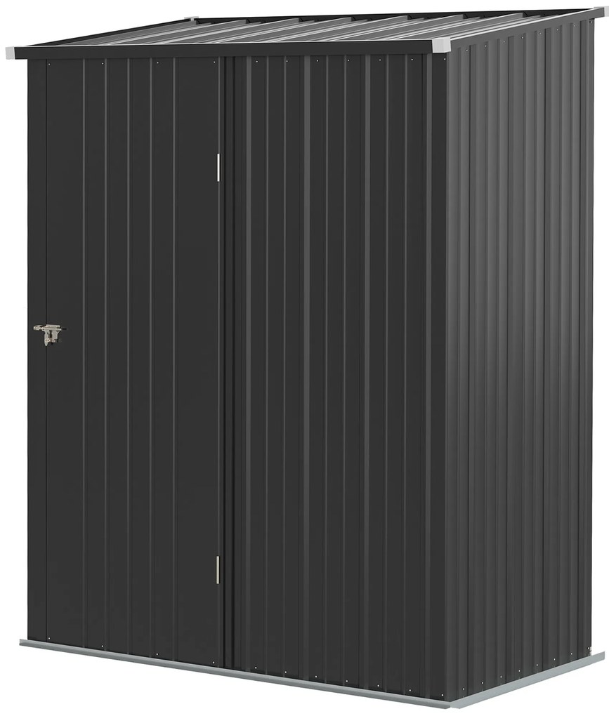 Outsunny Αποθήκη Κήπου, Αποθήκη Εργαλείων, Κλειδούμενη Πόρτα, Ανθεκτική στις Καιρικές Συνθήκες, Περιλαμβάνει Ράφια, 161,5 x 94,5 x 196 εκ., Μαύρο
