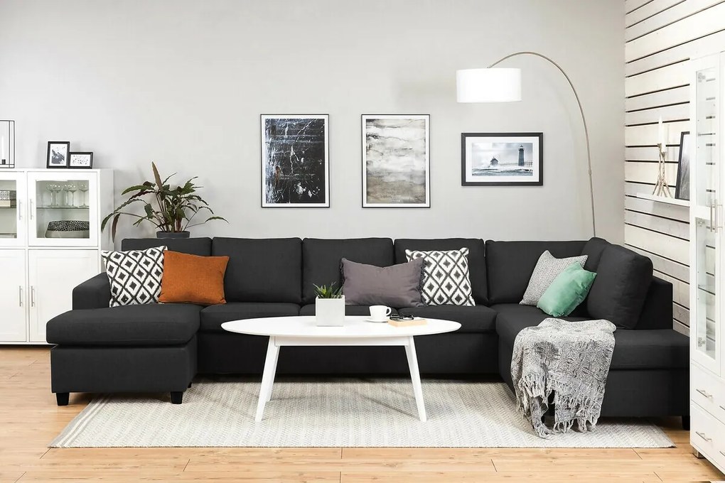 Γωνιακός Καναπές Scandinavian Choice C161, Μαύρο, 344x199x80cm
