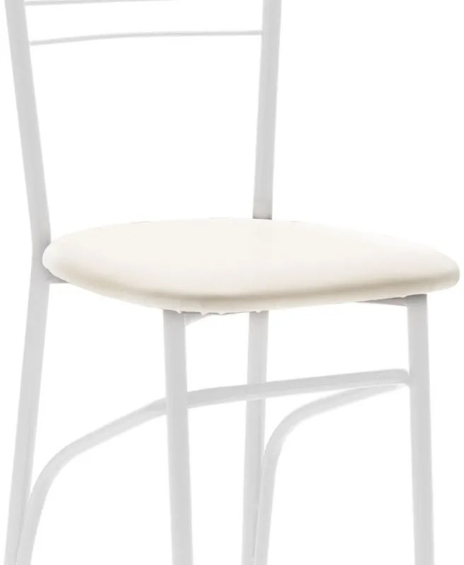 Καρέκλα "ΡΙΓΑ" από μέταλλο/τεχνόδερμα σε λευκό/εκρού χρώμα 40x36x83