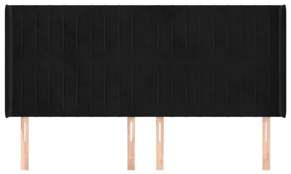 Κεφαλάρι με Πτερύγια Μαύρο 183x16x118/128 εκ. Βελούδινο - Μαύρο