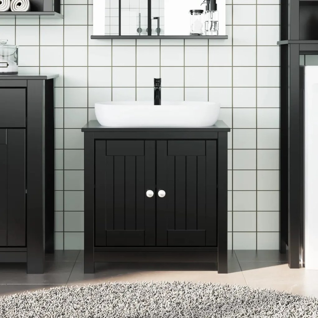 vidaXL Ντουλάπι Νιπτήρα BERG Μαύρο 60 x 34 x 59 εκ. Μασίφ Ξύλο Πεύκου
