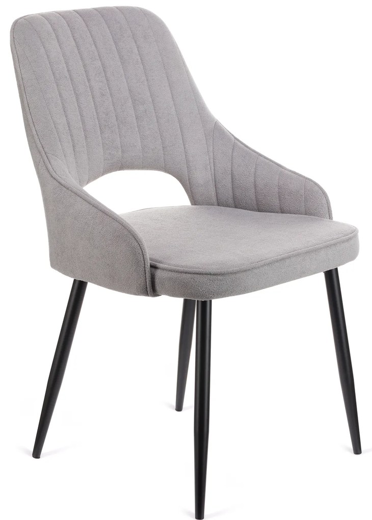 Καρέκλα Tiate γκρι μπουκλέ ύφασμα-πόδι μαύρο μέταλλο 47x51x83
