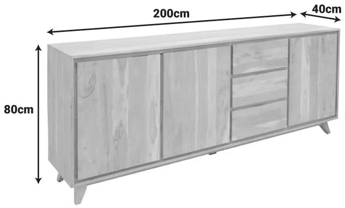 Μπουφές Emira Μασίφ Ξύλο Ακακίας σε Φυσικό 200x40x80εκ. 200x40x80 εκ.