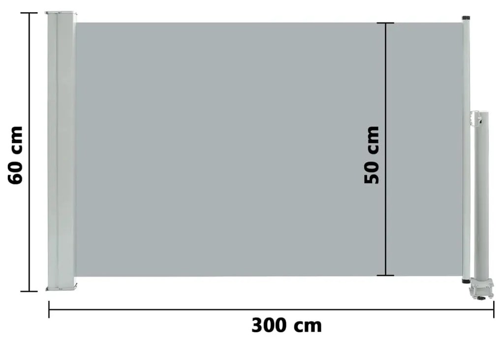 Σκίαστρο Πλαϊνό Συρόμενο Βεράντας Γκρι 60 x 300 εκ. - Γκρι