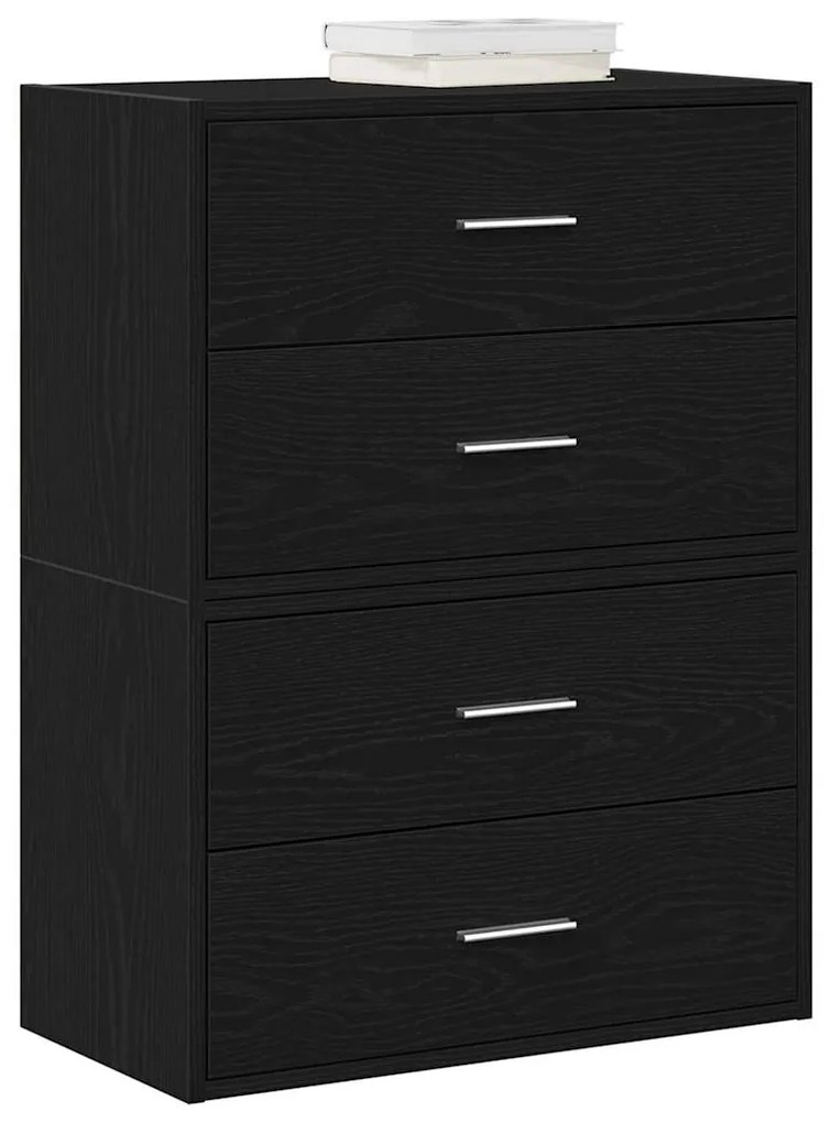 Ντουλάπια με 2 συρτάρια 2 τεμάχια Μαύρη δρυς 60x31x40 εκ.