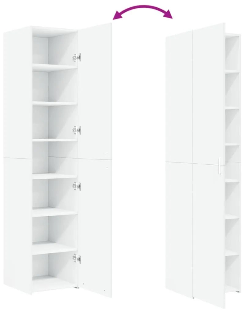 Ντουλάπι Λευκό 40x42,5x185 εκ. από Επεξεργασμένο Ξύλο - Λευκό