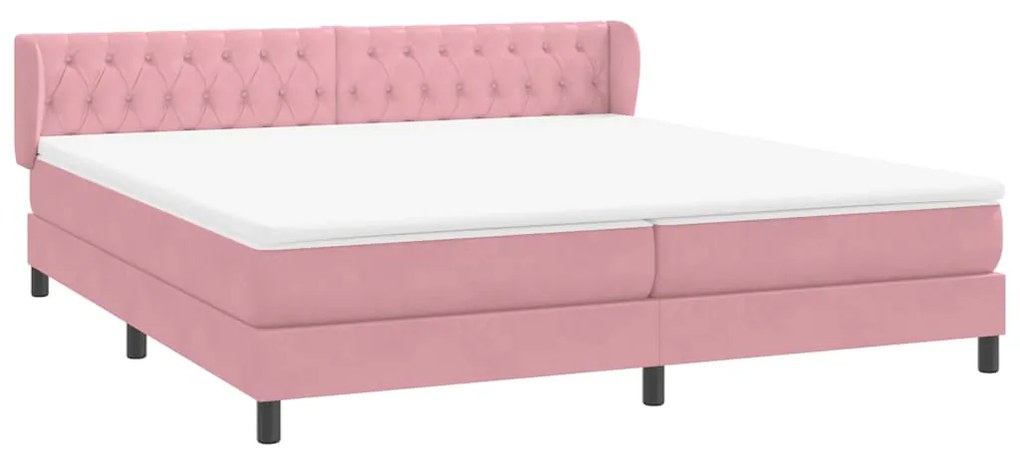 Box Spring κρεβάτι με στρώματα ροζ 180x210 cm Βελούδινο - Ροζ