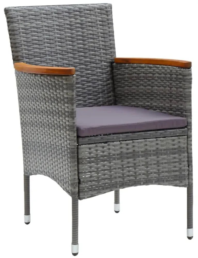 vidaXL Σετ Τραπεζαρίας Κήπου 9 τεμ. Γκρι Συνθετικό Ρατάν με Μαξιλάρια