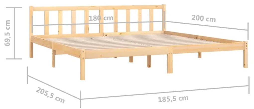 ΠΛΑΙΣΙΟ ΚΡΕΒΑΤΙΟΥ 180 X 200 ΕΚ. ΜΑΣΙΦ ΞΥΛΟ ΠΕΥΚΟΥ UK SUPER KING 810097