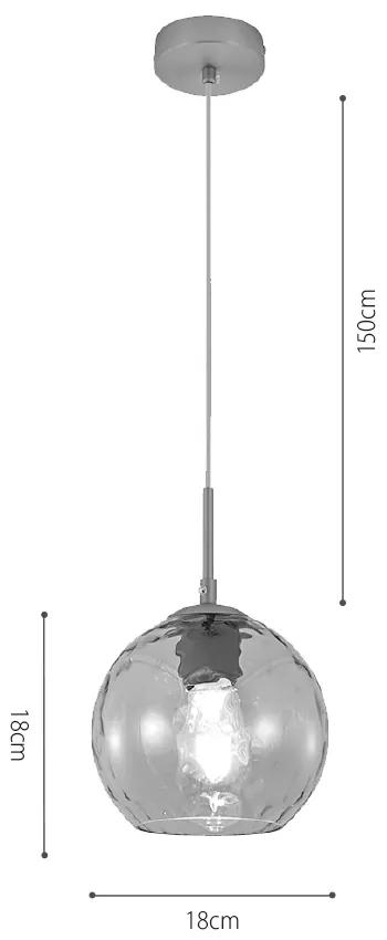 Κρεμαστό φωτιστικό από διάφανο γυαλί 1XE27 D:18cm (4039-B-Transparent) - Μέταλλο - 4039-B-Transparent