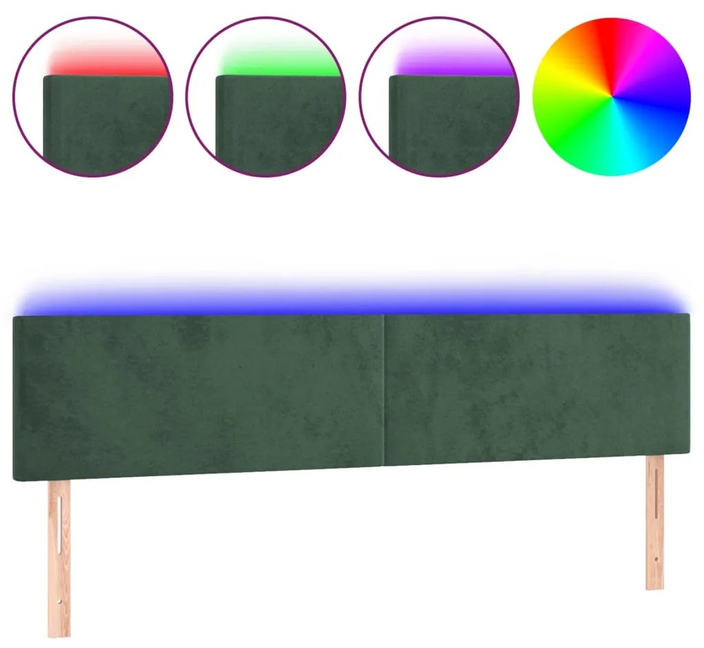 Κεφαλάρι Κρεβατιού LED Σκούρο Πράσινο 160x5x78/88 εκ. Βελούδινο 3121389