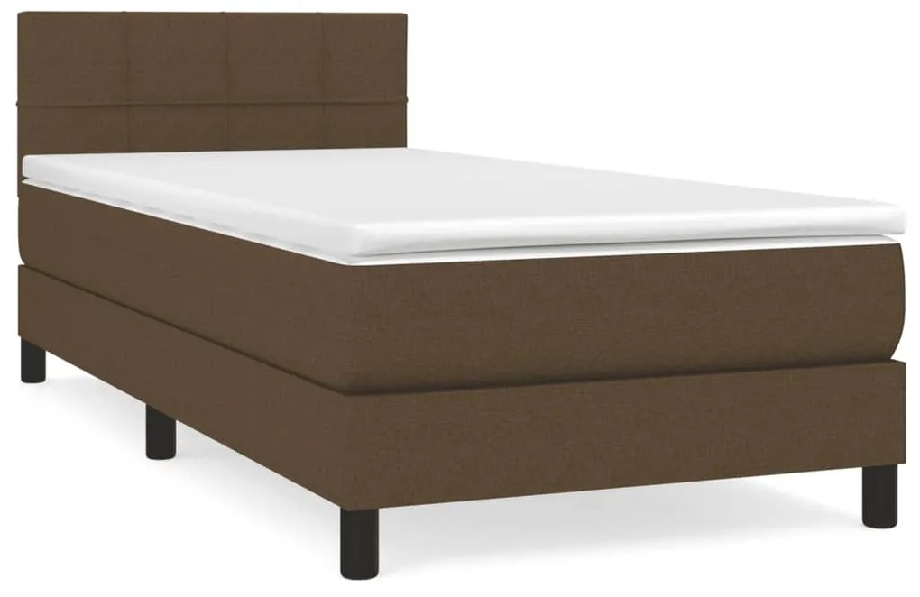 vidaXL Κρεβάτι Boxspring με Στρώμα Σκούρο Καφέ 80x200 εκ. Υφασμάτινο