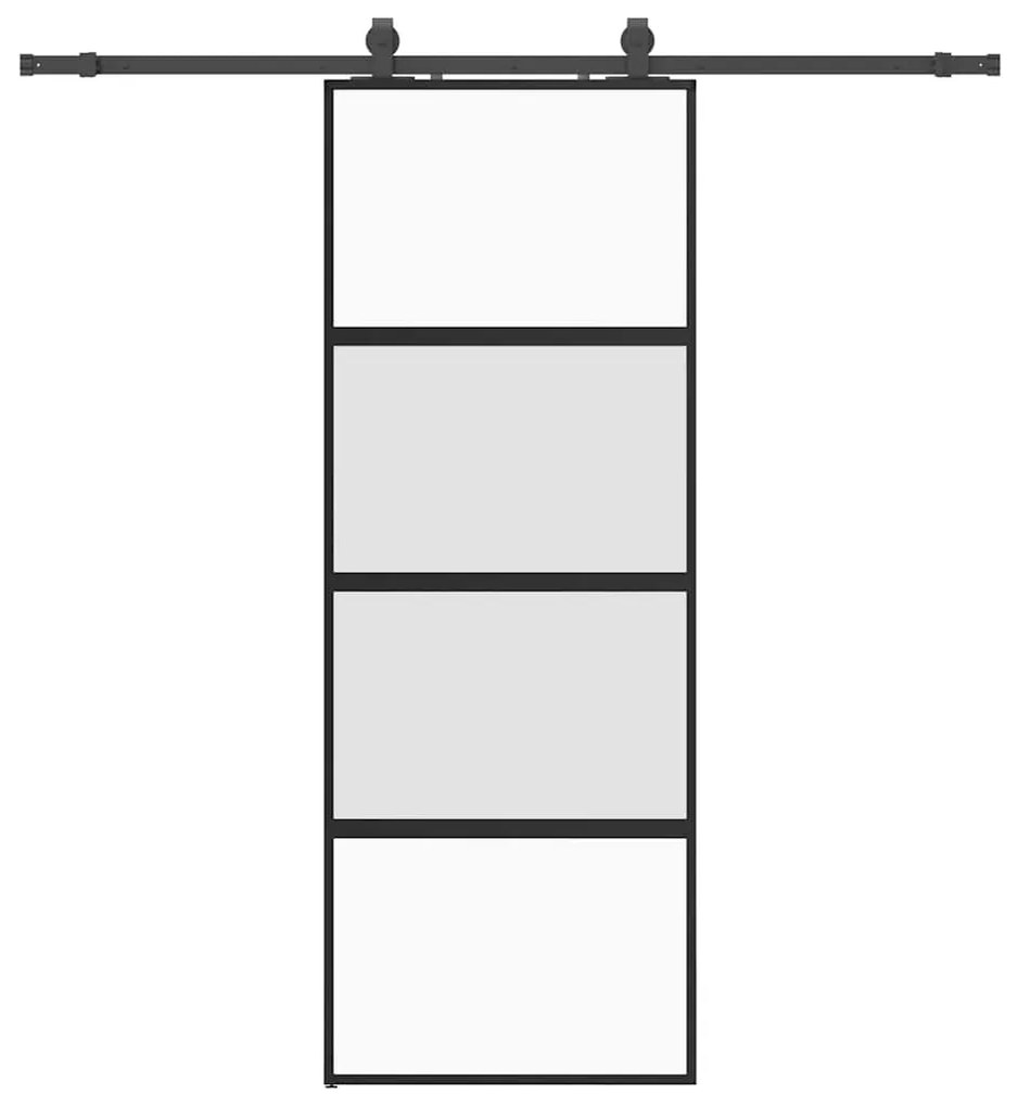 vidaXL Συρόμενη πόρτα με σετ υλικού Μαύρο 76x205 cm γυαλί μετριασμένο