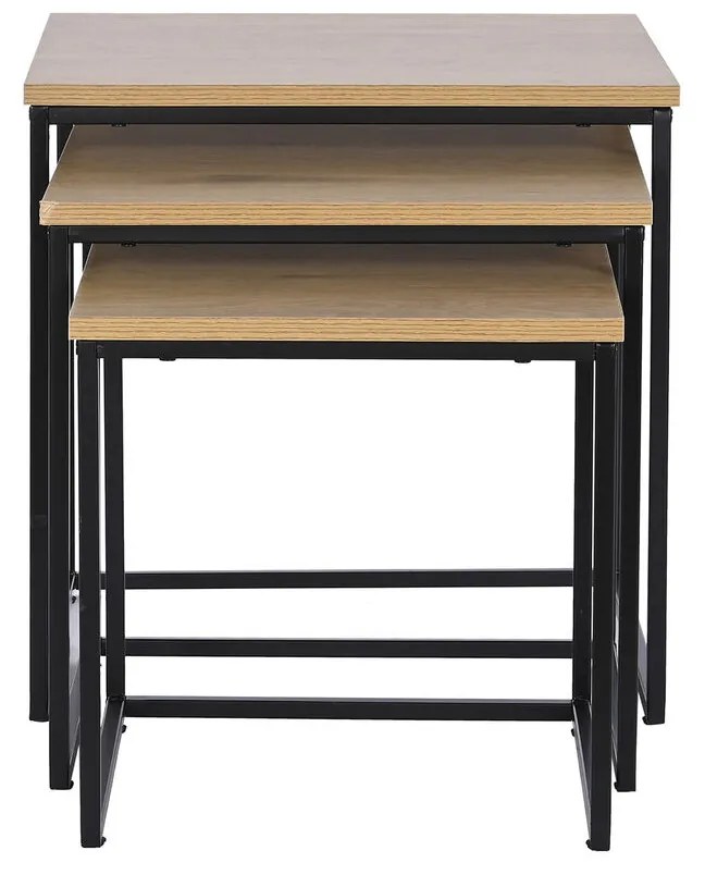 Σετ με 3 τραπέζια DKD Home Decor Μαύρο Μέταλλο 45 x 45 x 45 cm Ξύλο MDF