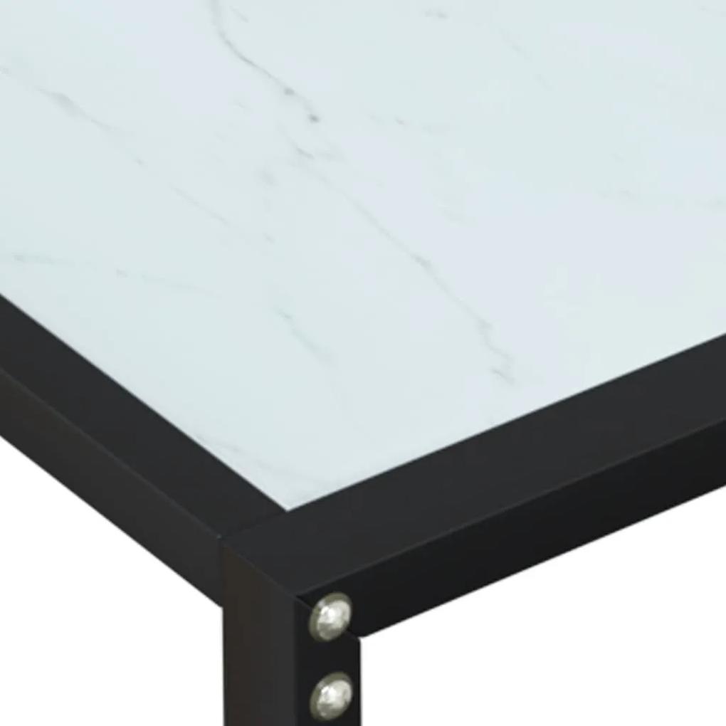 Τραπέζι Κονσόλα Λευκό Όψη Μαρμάρου 200x35x75,5 εκ. Ψημένο Γυαλί - Λευκό